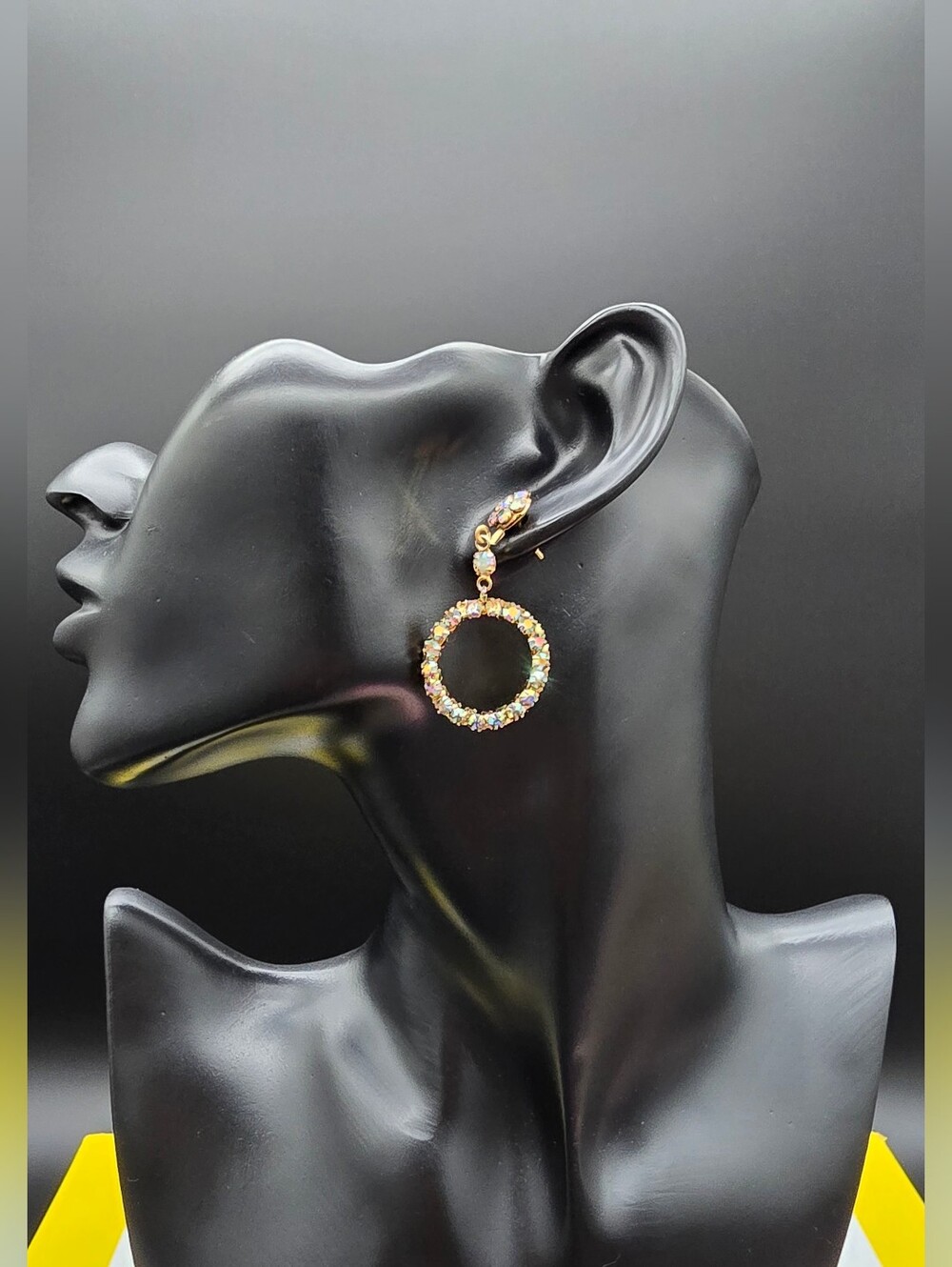 Goegeous Gold Hoop Drop Earrings with Multicolor Crystals